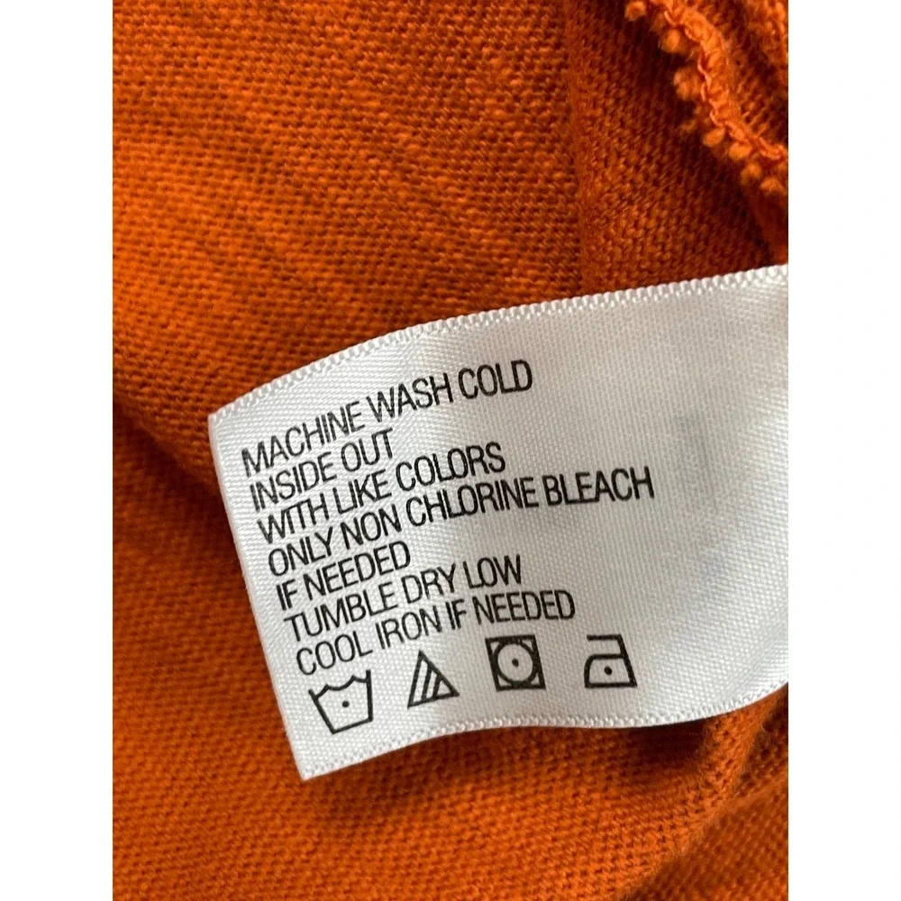 ORVIS Pullover Sweater Men M Orange Quarter Zip Mock Neck Zip 100 Cotton Outdoor